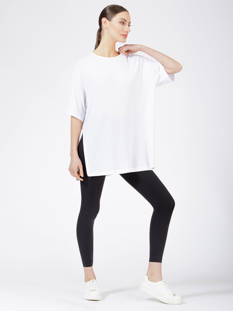 HIGH SPLIT OVERSIZE TEE, WHITE