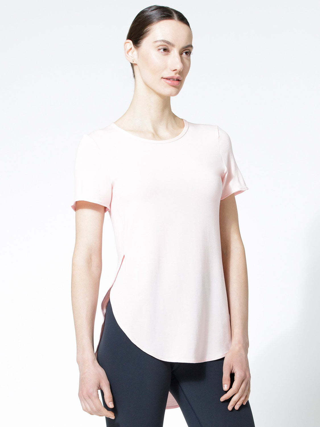 HI LO SIDE SPLIT TEE, BALLET PINK