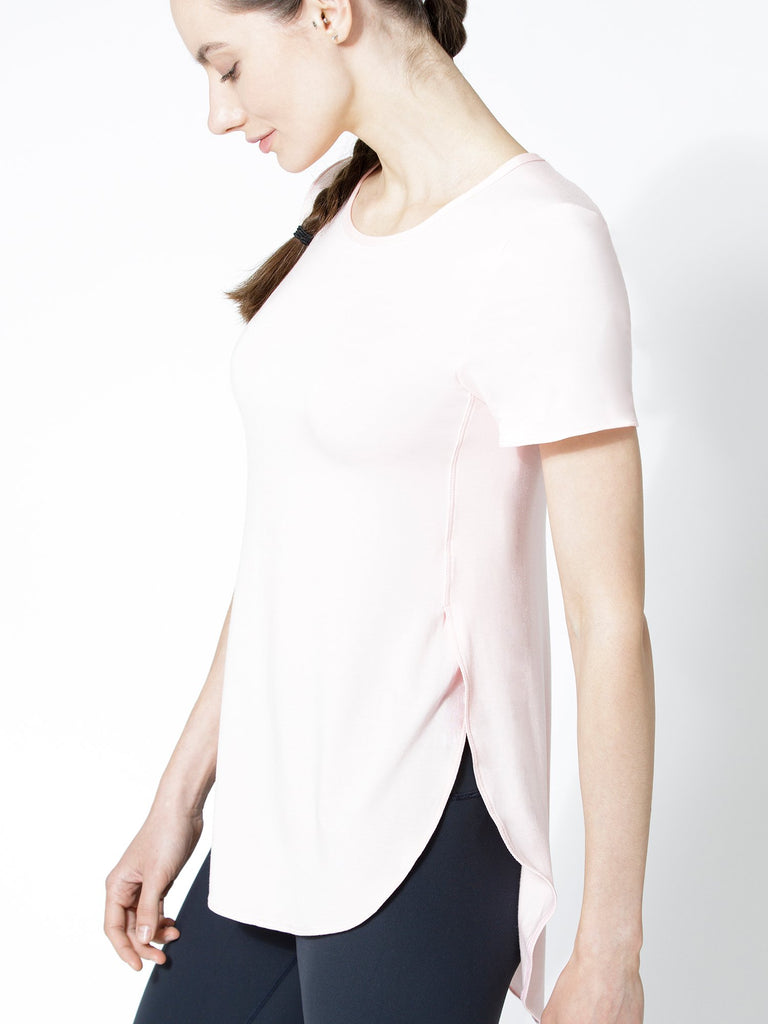 HI LO SIDE SPLIT TEE, BALLET PINK
