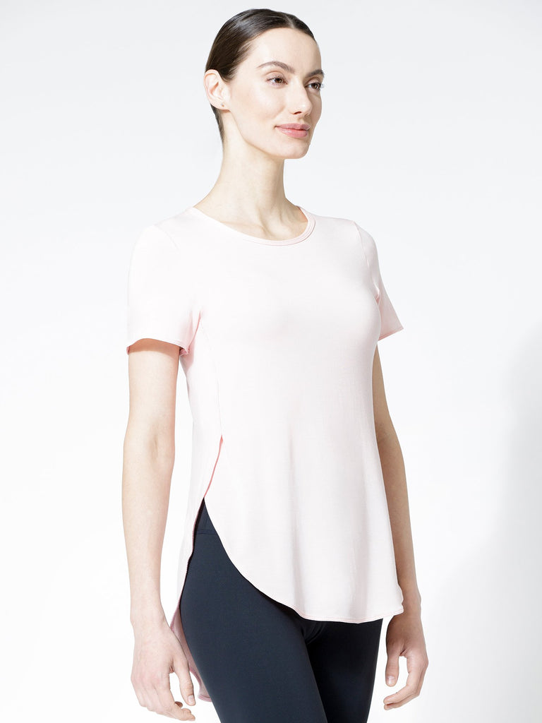 HI LO SIDE SPLIT TEE, BALLET PINK