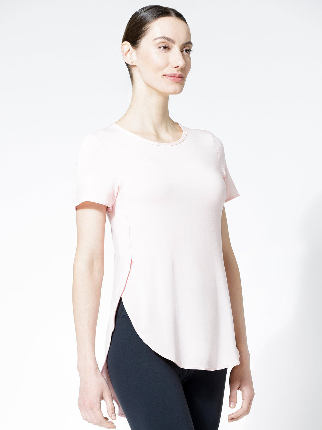 HI LO SIDE SPLIT TEE, BALLET PINK