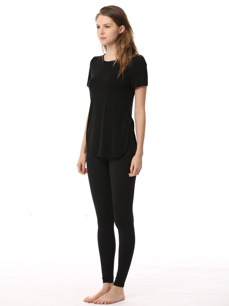 HI LO SIDE SPLIT TEE, BLACK