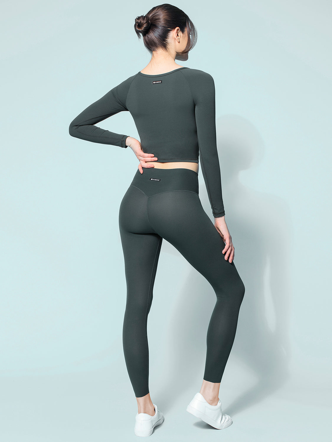 NUDE FRONT WRAP LONG SLEEVE TEE, DEEP FOREST