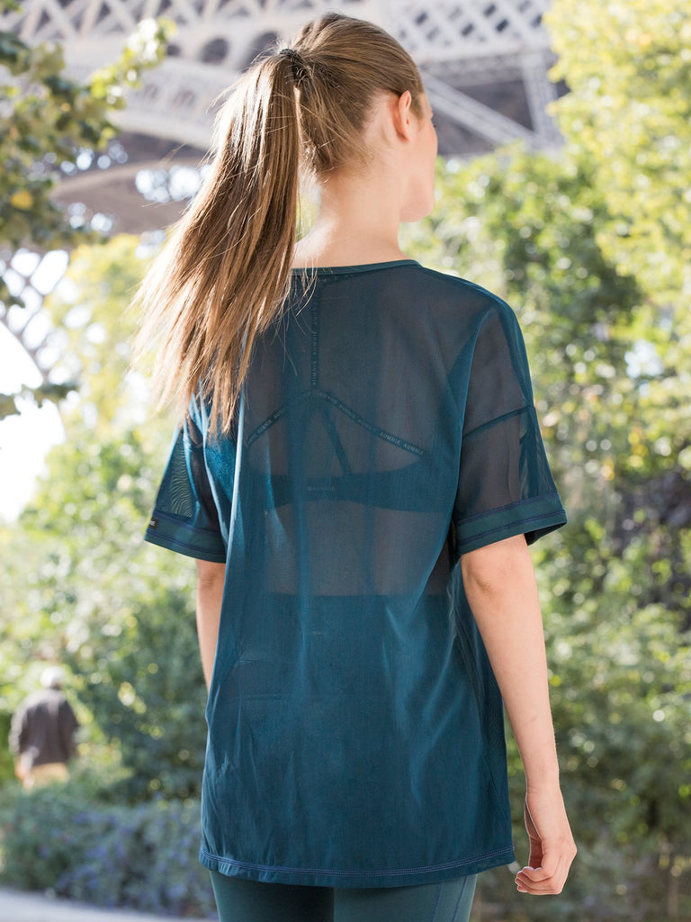 OVERSIZED MESH TEE, LAKE