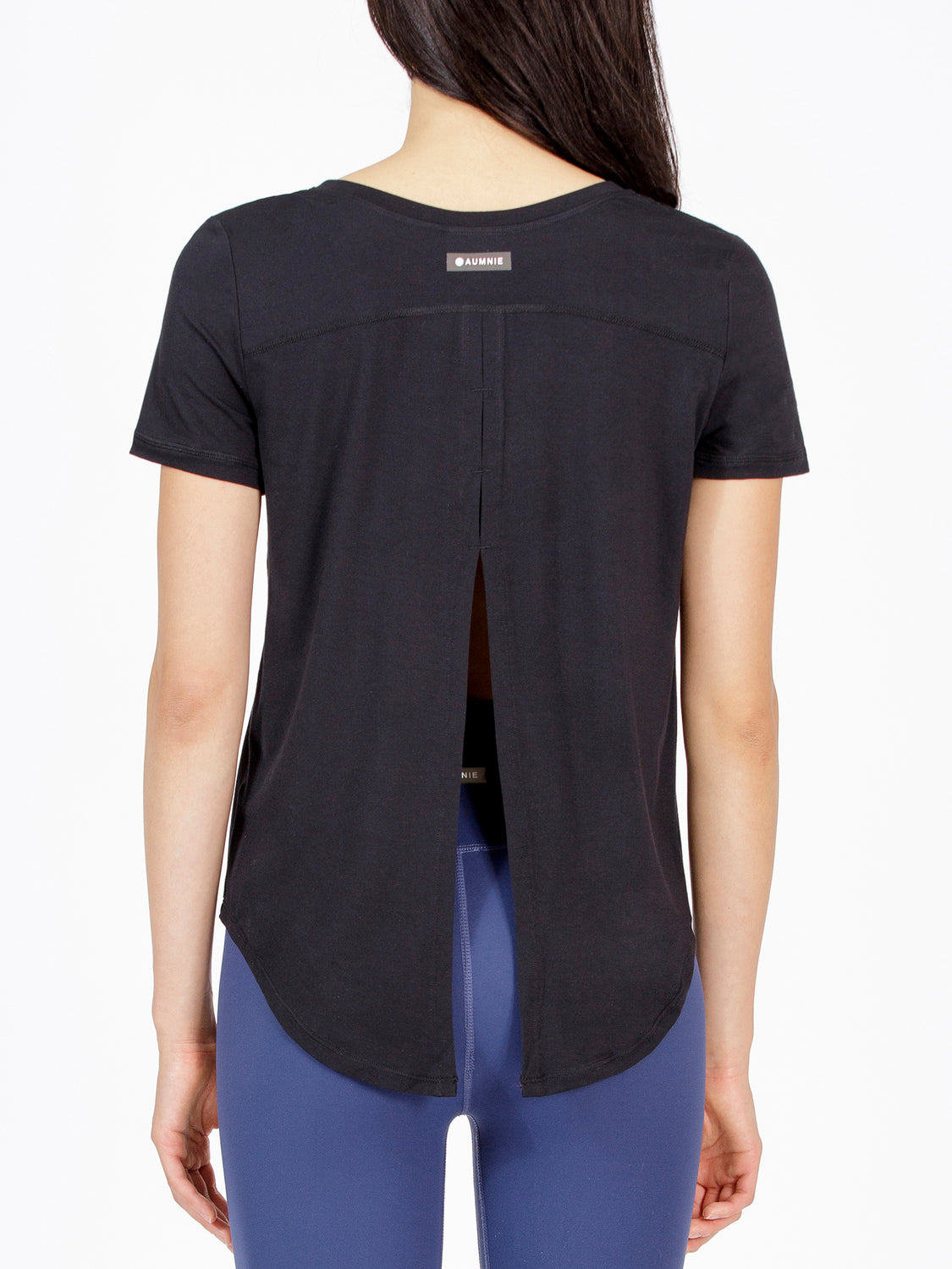 BACK TIE EVERYDAY SHORT SLEEVE TEE, BLACK