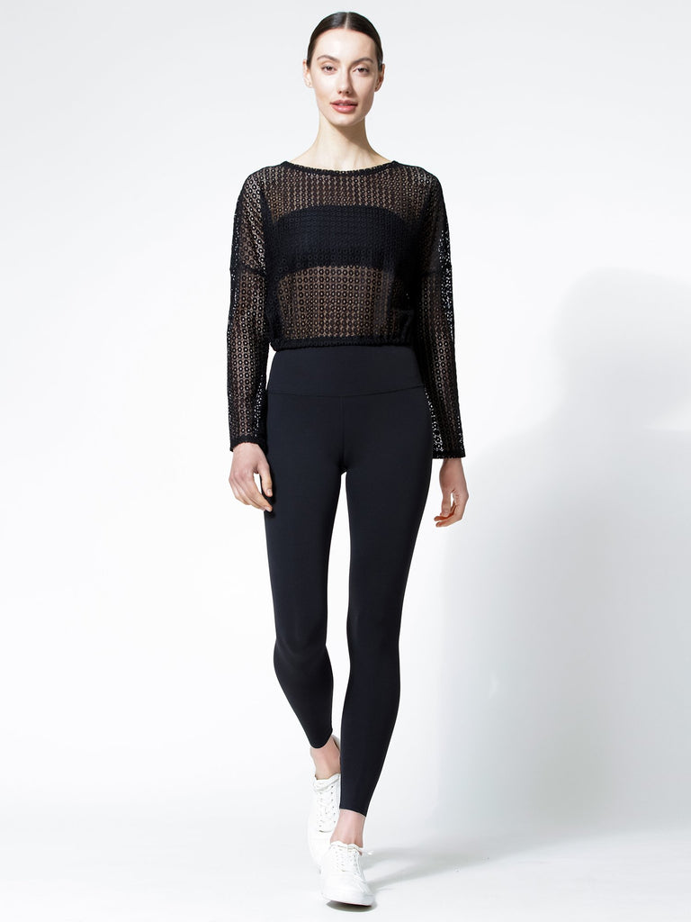 MESH LACE 2-WAY TOP, BLACK