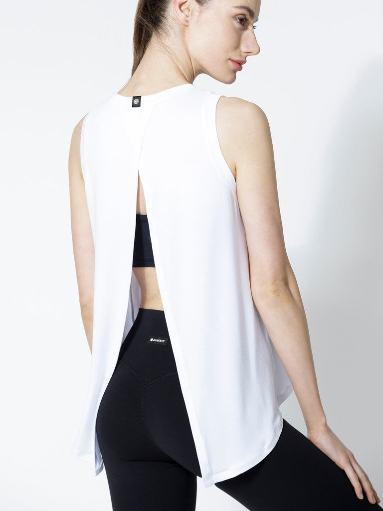 TIE BACK TRAINING TANK, WHITE