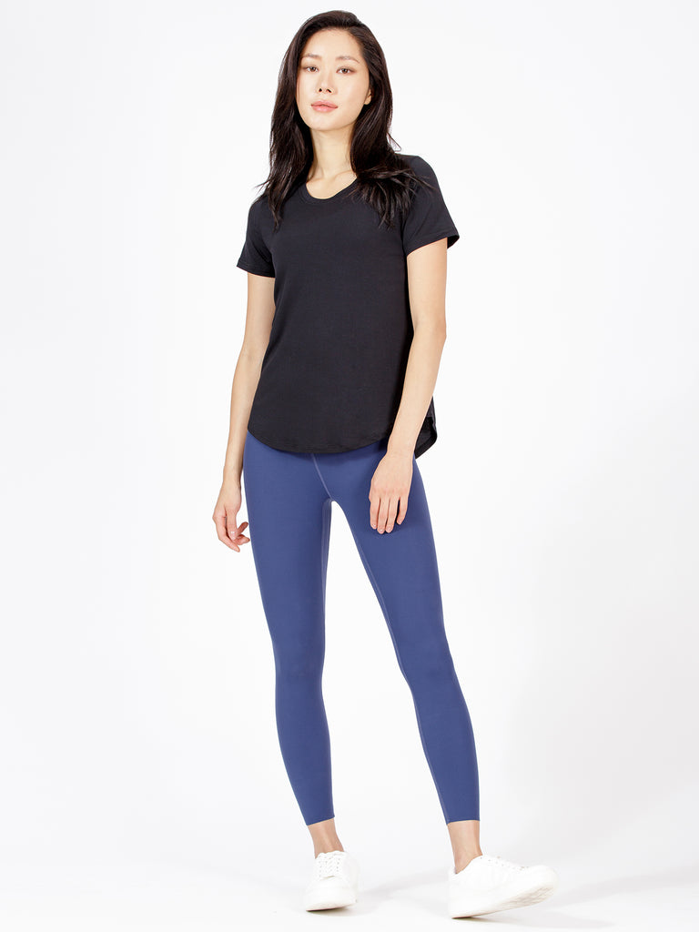BACK TIE EVERYDAY SHORT SLEEVE TEE, BLACK