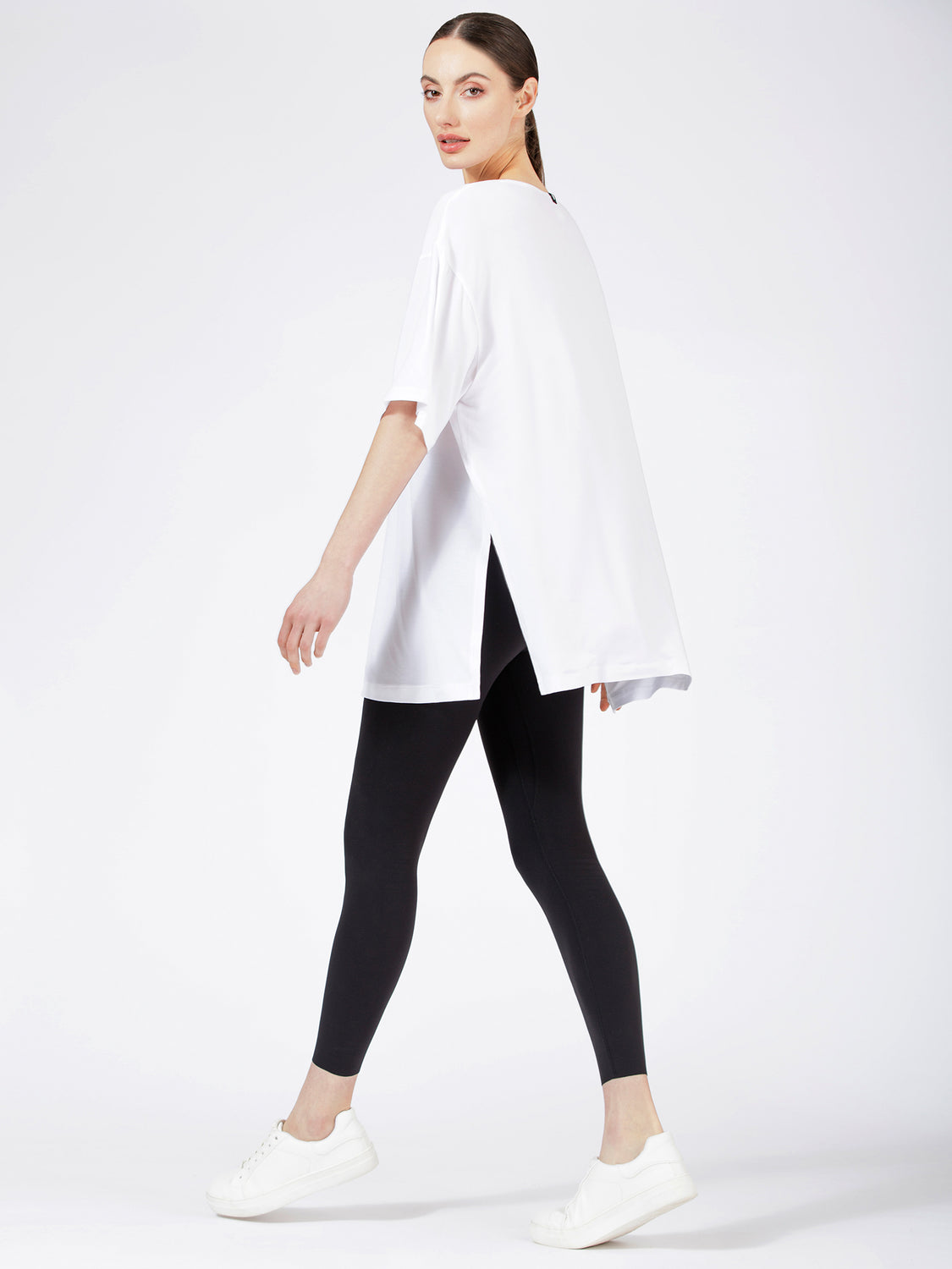 HIGH SPLIT OVERSIZE TEE, WHITE