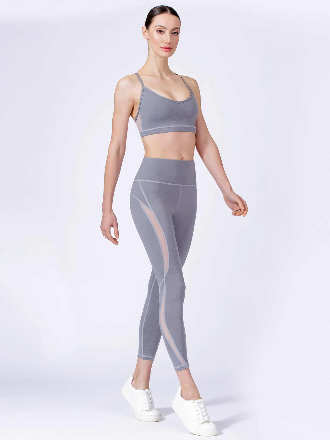 VERTICAL MESH BRA, LIGHT HEATHER GREY