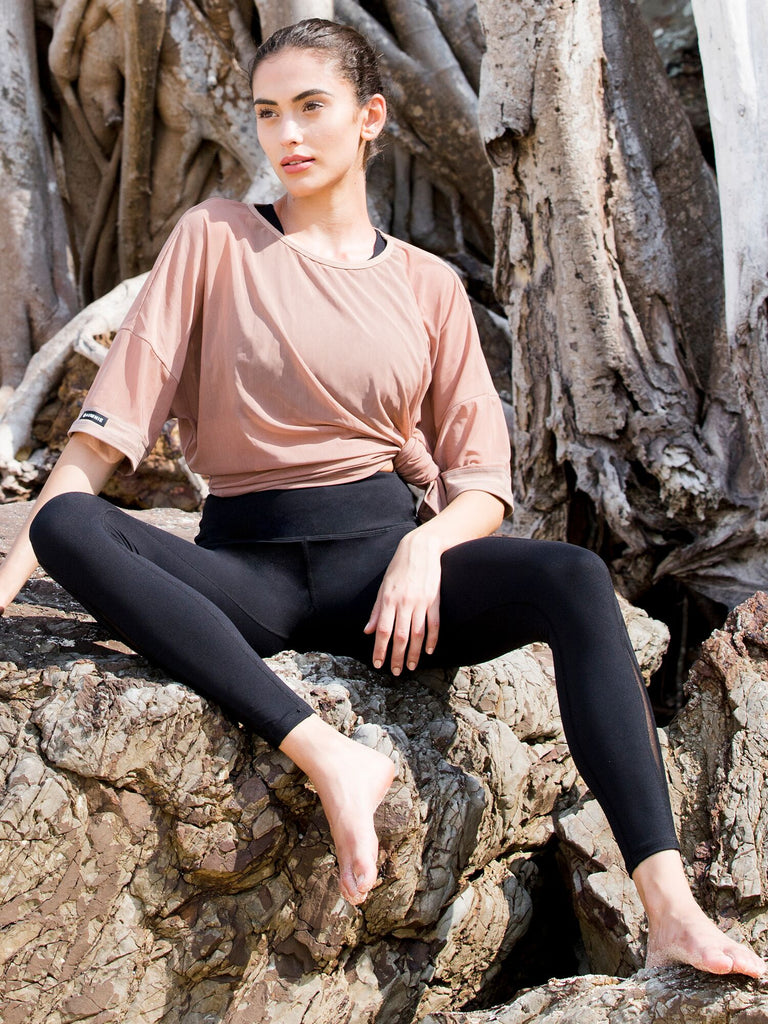 OVERSIZED MESH TEE, MOCHA