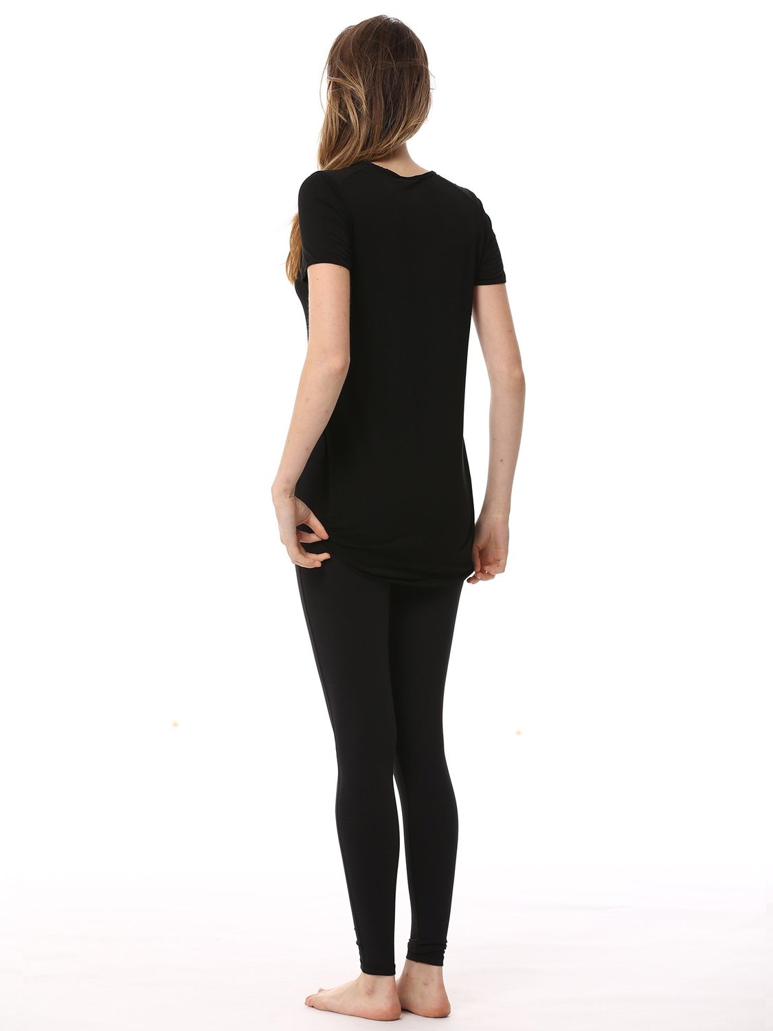 HI LO SIDE SPLIT TEE, BLACK