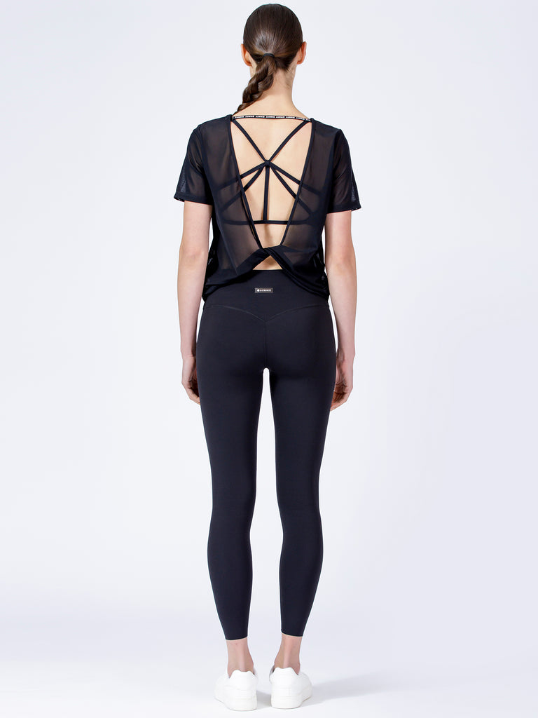 MESH TWIST TEE, BLACK MESH