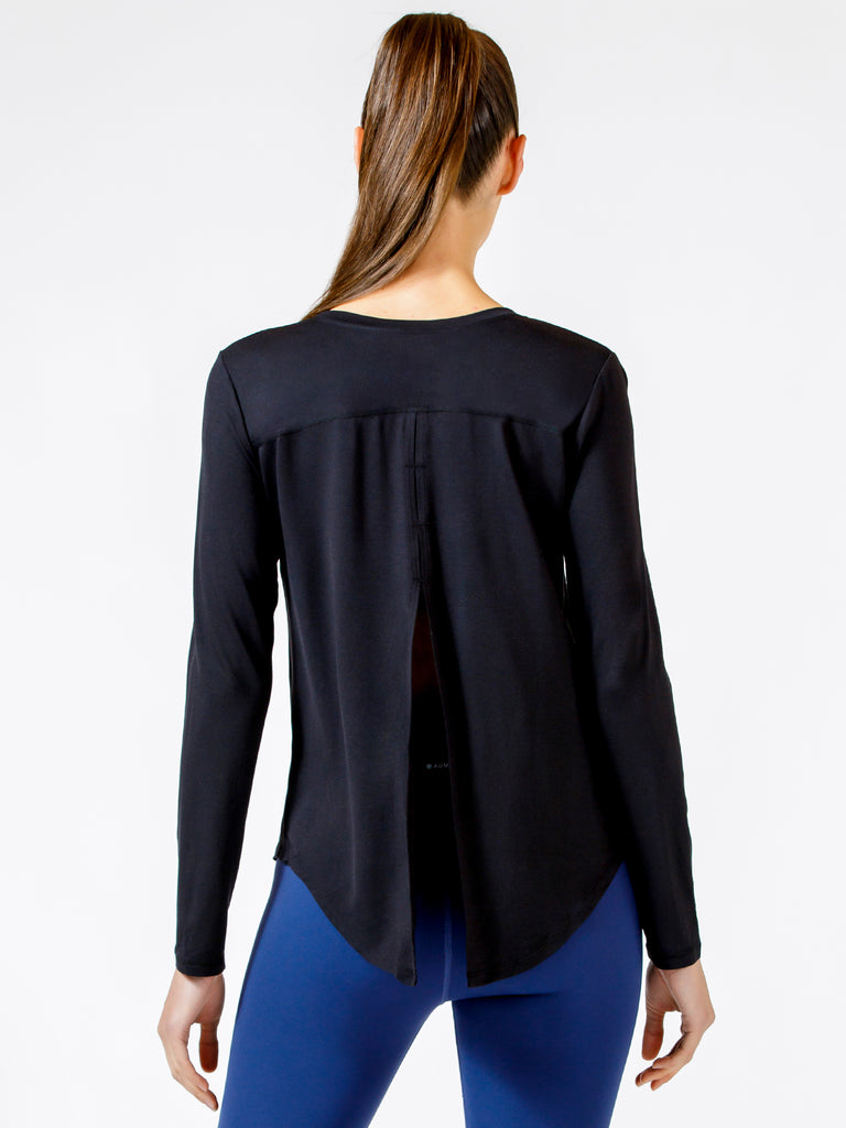 BACK TIE EVERYDAY TEE, BLACK