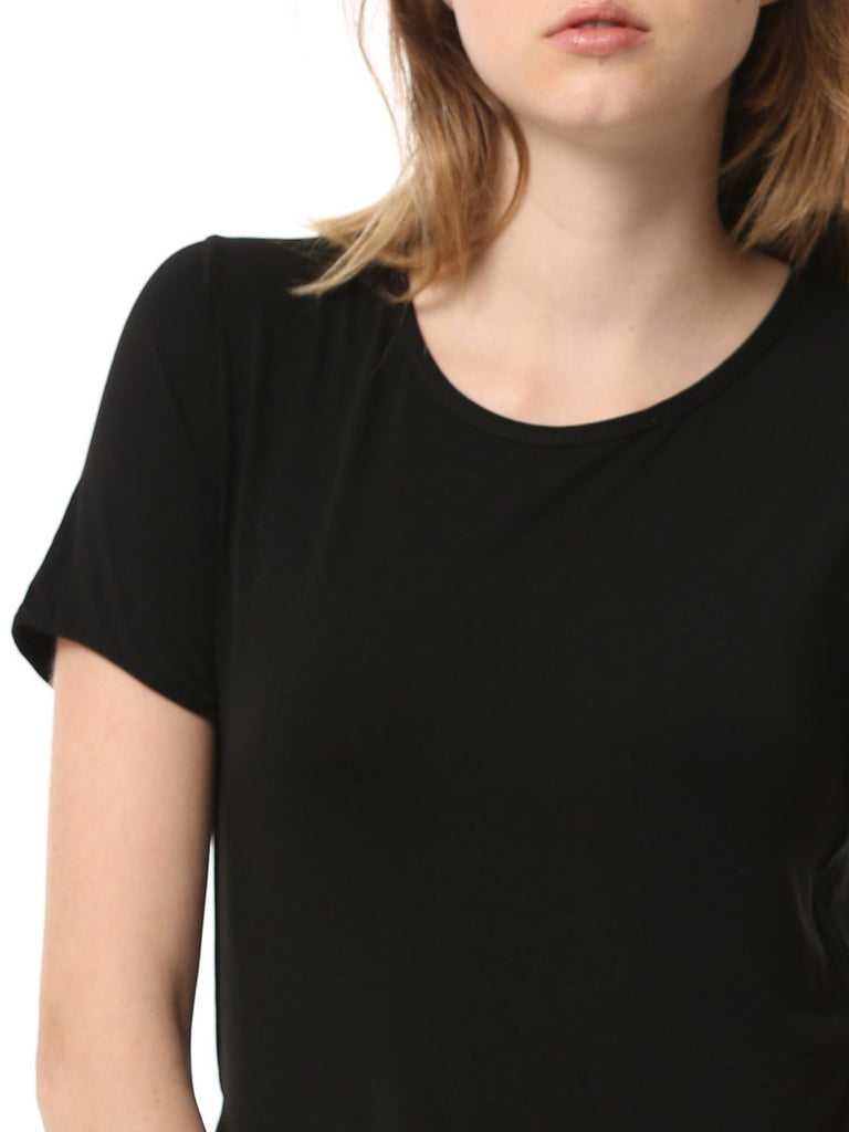 HI LO SIDE SPLIT TEE, BLACK