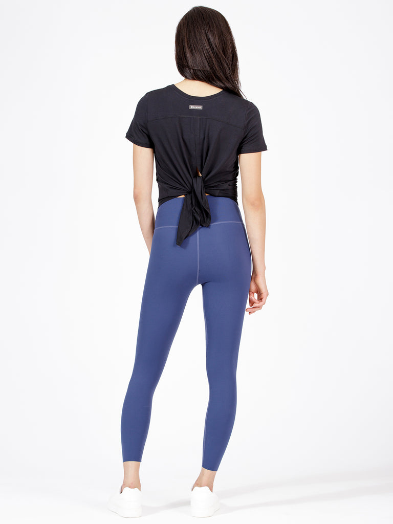 BACK TIE EVERYDAY SHORT SLEEVE TEE, BLACK
