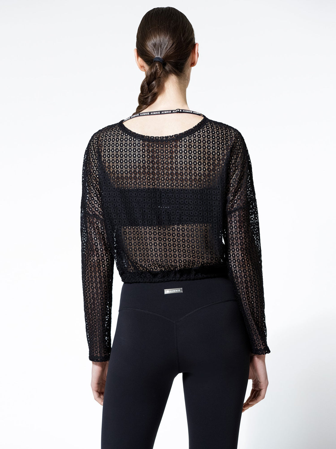 MESH LACE 2-WAY TOP, BLACK