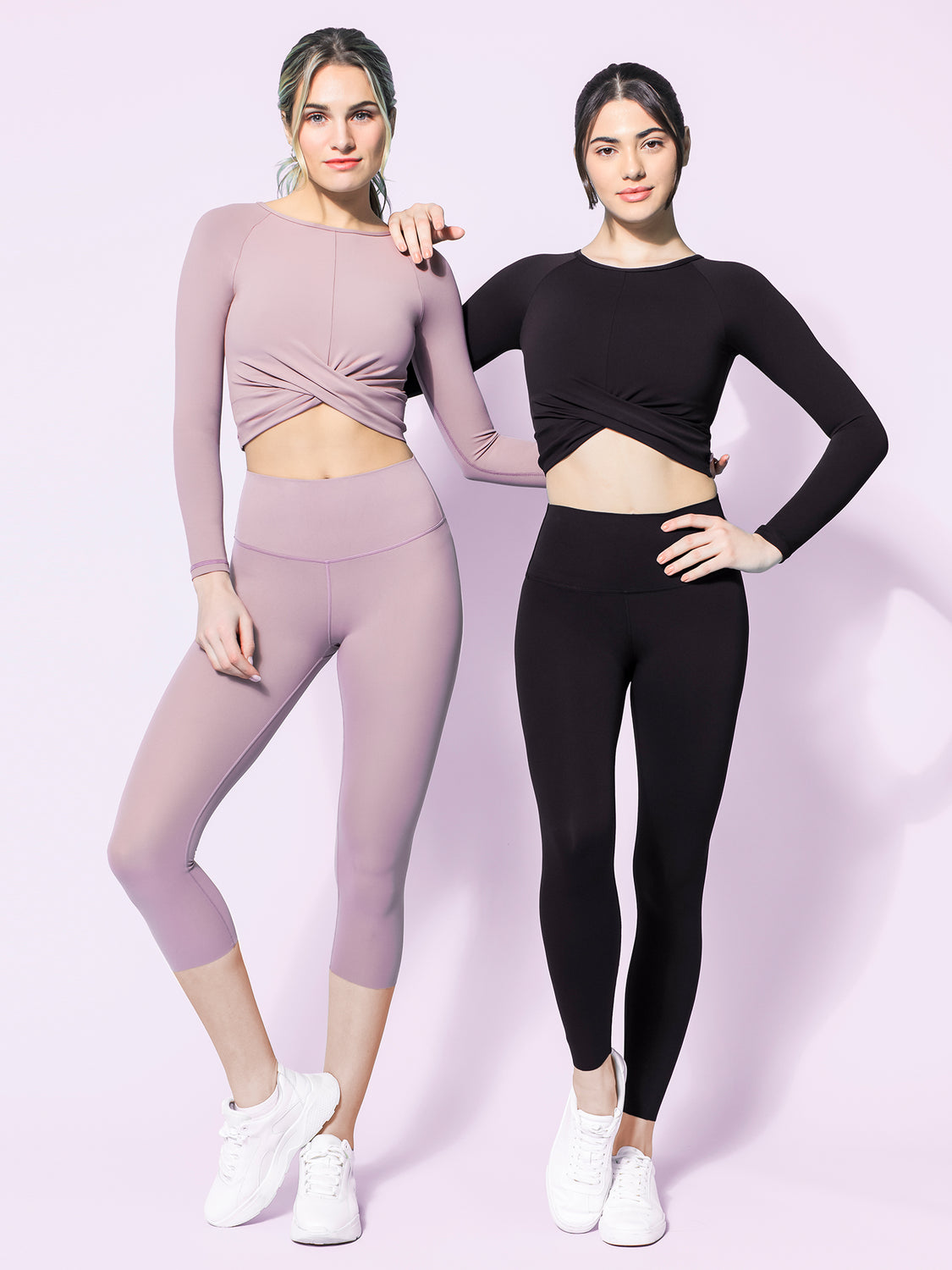 NUDE FRONT WRAP LONG SLEEVE TEE, ASH MAUVE