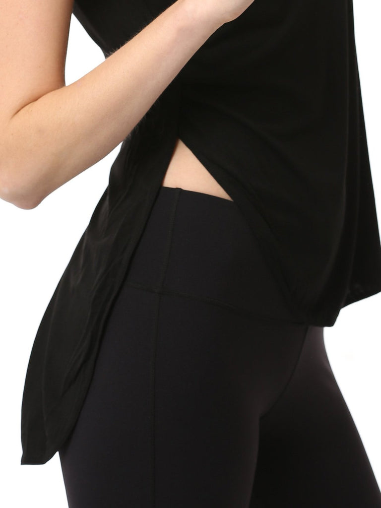 HI LO SIDE SPLIT TEE, BLACK