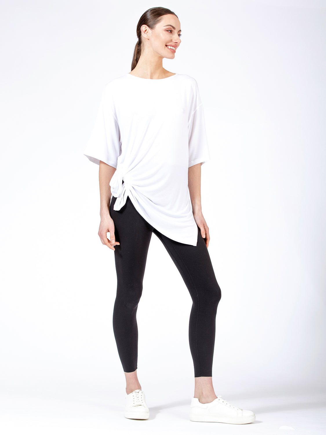 HIGH SPLIT OVERSIZE TEE, WHITE