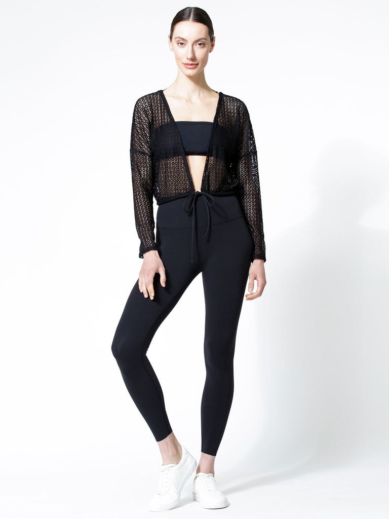 MESH LACE 2-WAY TOP, BLACK