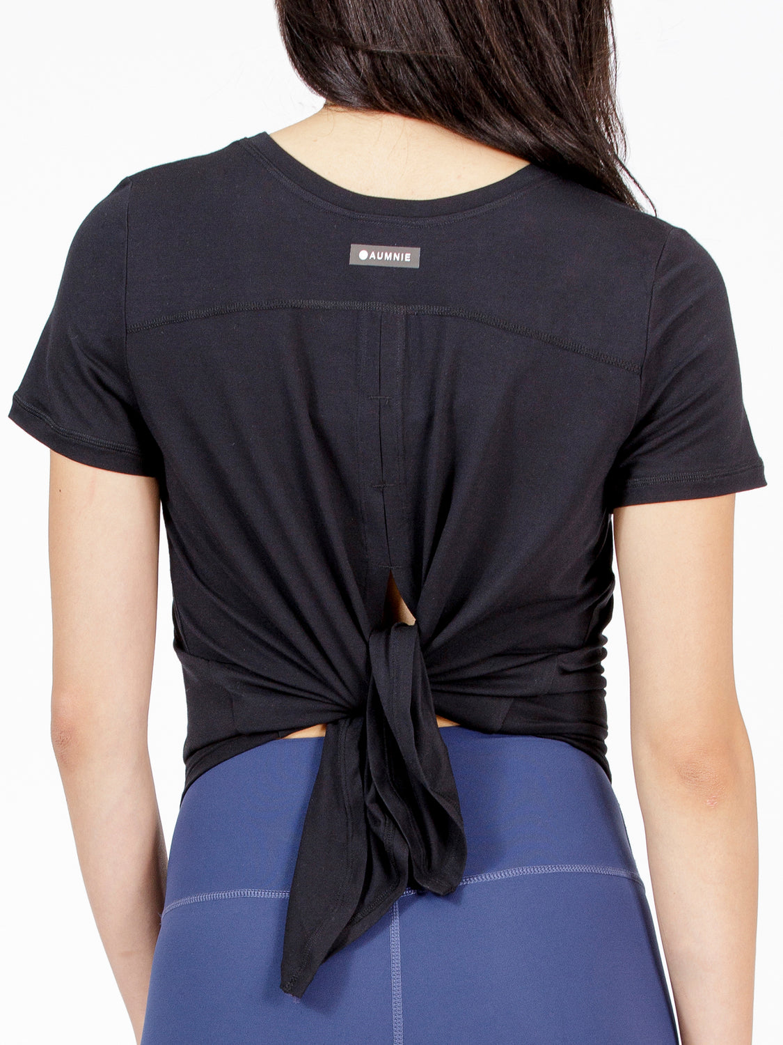 BACK TIE EVERYDAY SHORT SLEEVE TEE, BLACK