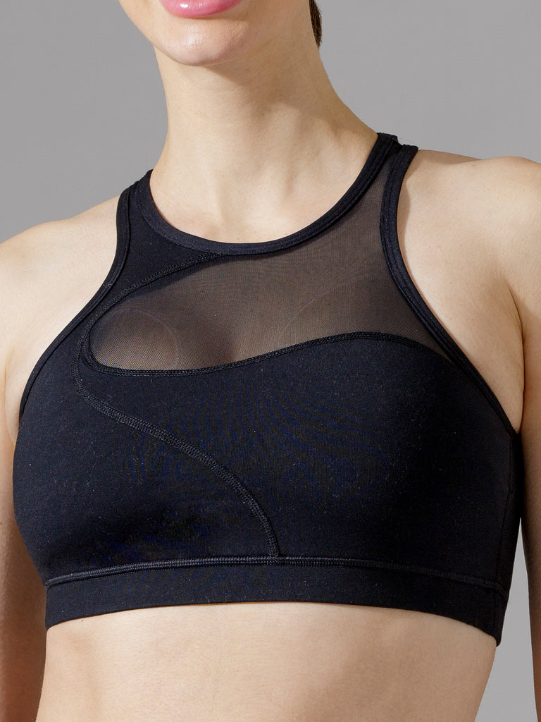 WAVE MESH BRA, BLACK/BLACK MESH