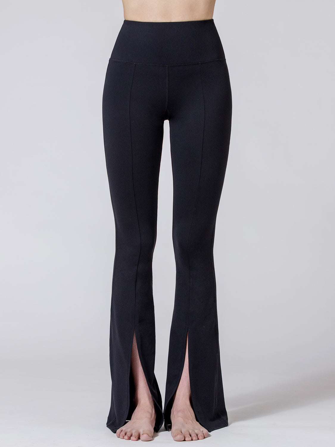 DIVINE FRONT SPLIT FLARE PANTS, BLACK