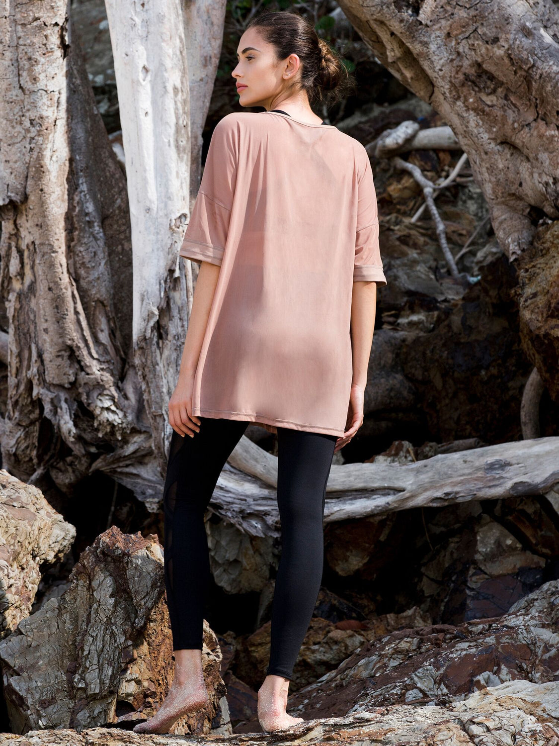 OVERSIZED MESH TEE, MOCHA