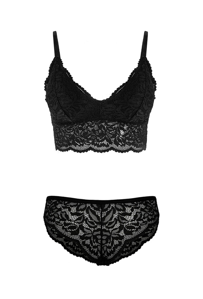 LACE BRALETTE SET, BLACK
