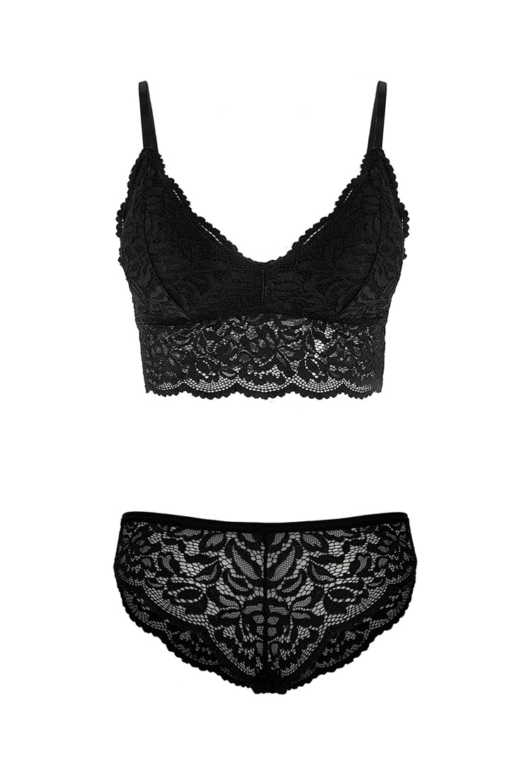 LACE BRALETTE SET, BLACK