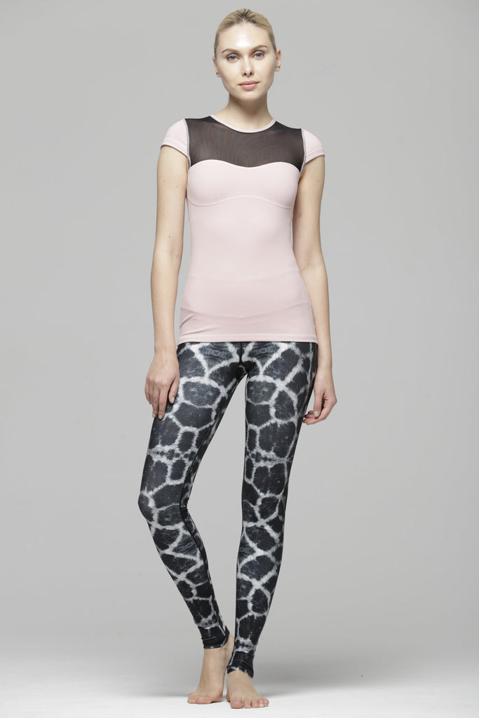 PEARL TEE , BLUSH/BLACK MESH