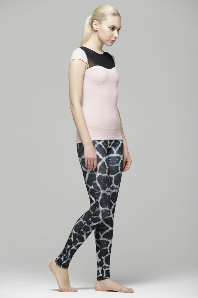 PEARL TEE , BLUSH/BLACK MESH