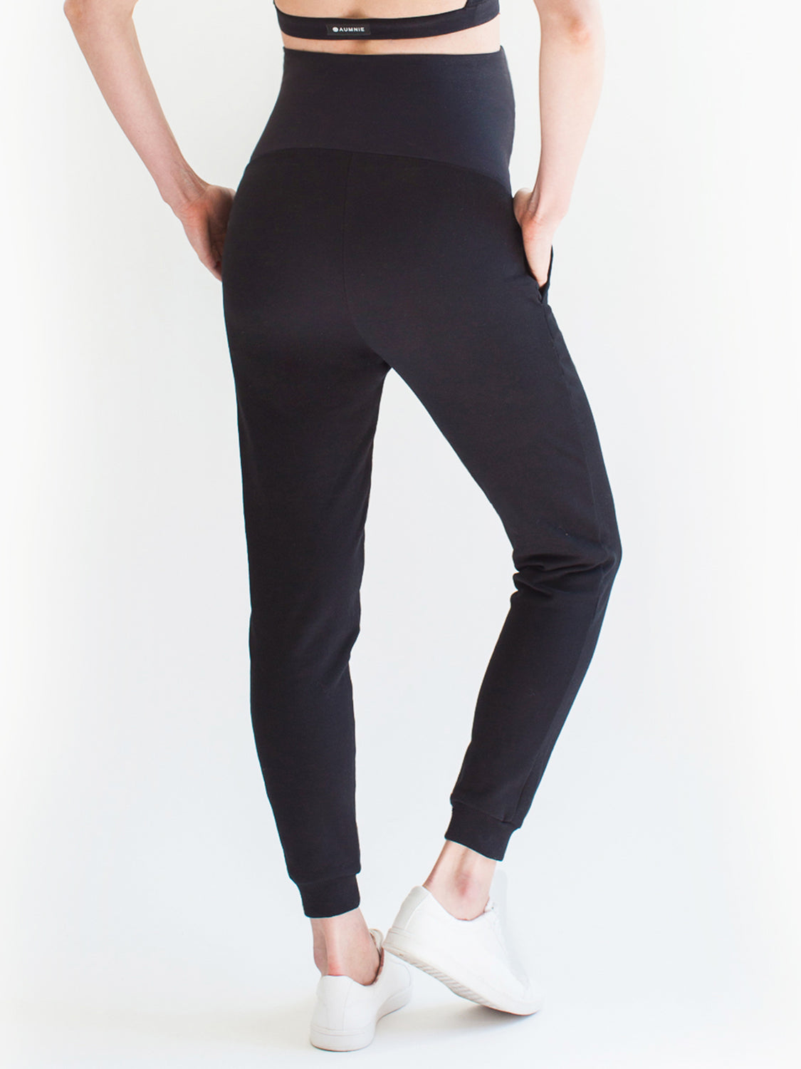 OVER-THE-BUMP MATERNITY SWEAT PANTS, BLACK