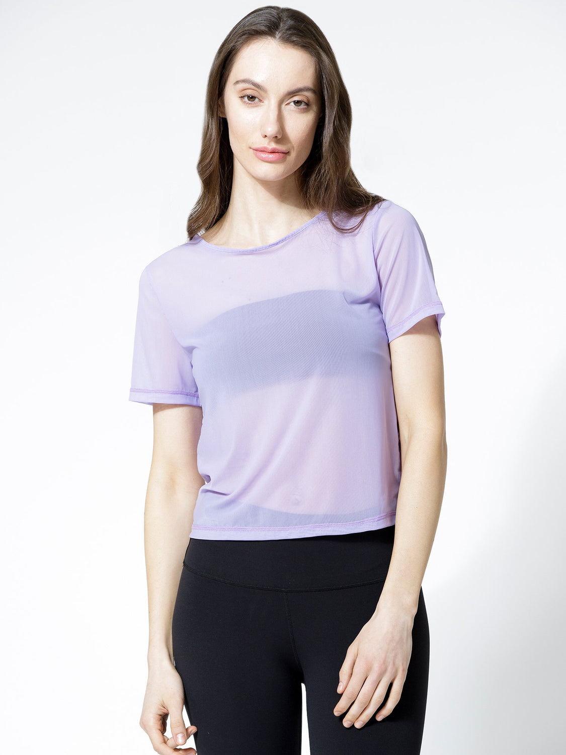 MESH TWIST TEE, PURPLE MESH