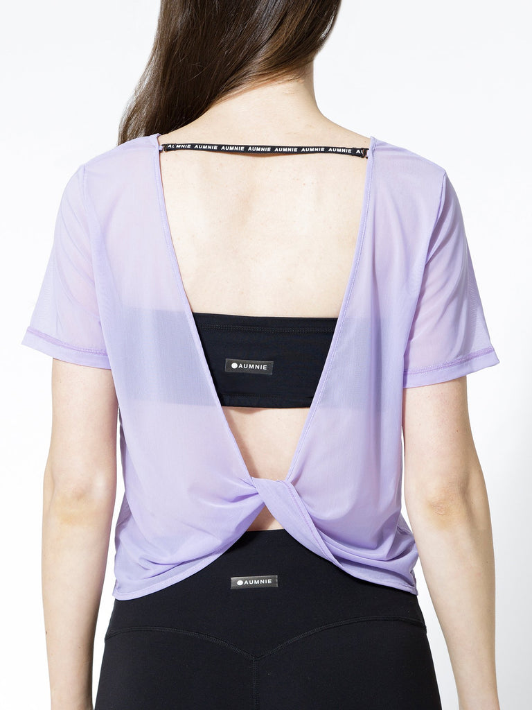 MESH TWIST TEE, PURPLE MESH