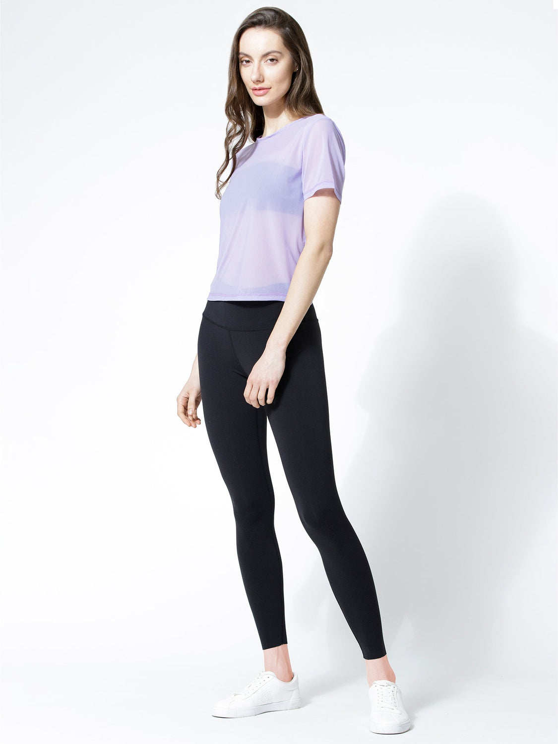 MESH TWIST TEE, PURPLE MESH