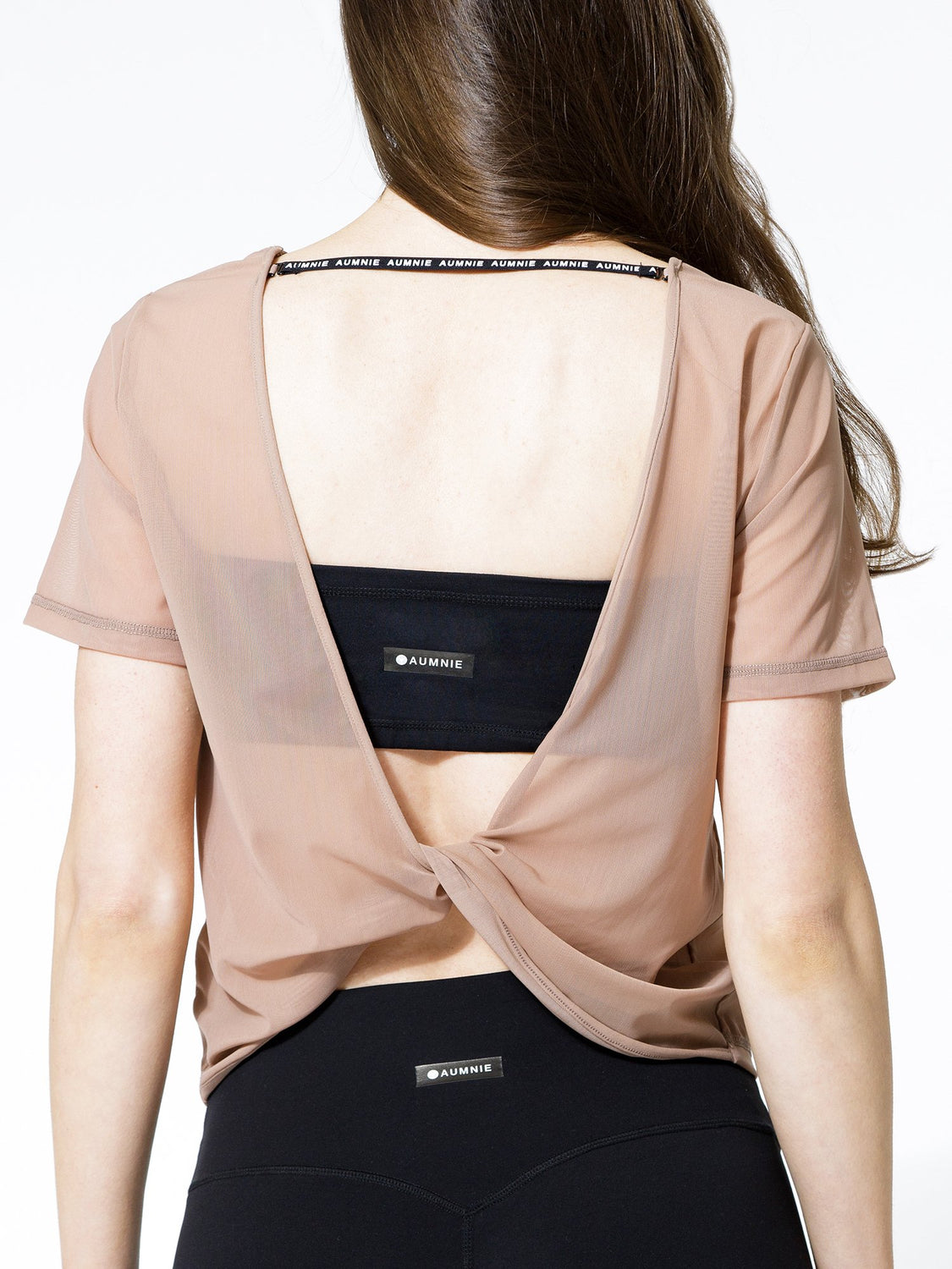 MESH TWIST TEE, MOCHA MESH