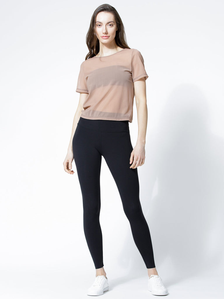 MESH TWIST TEE, MOCHA MESH