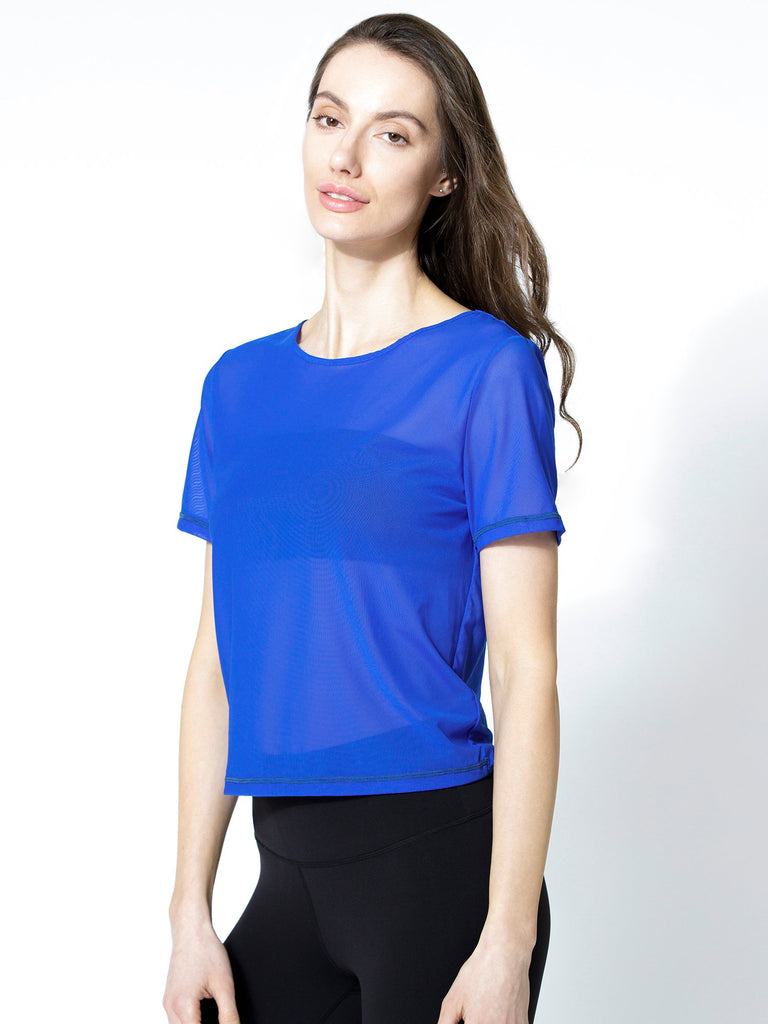 MESH TWIST TEE, BLUE MESH