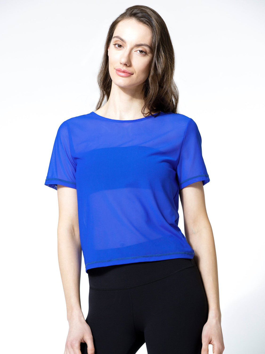 MESH TWIST TEE, BLUE MESH