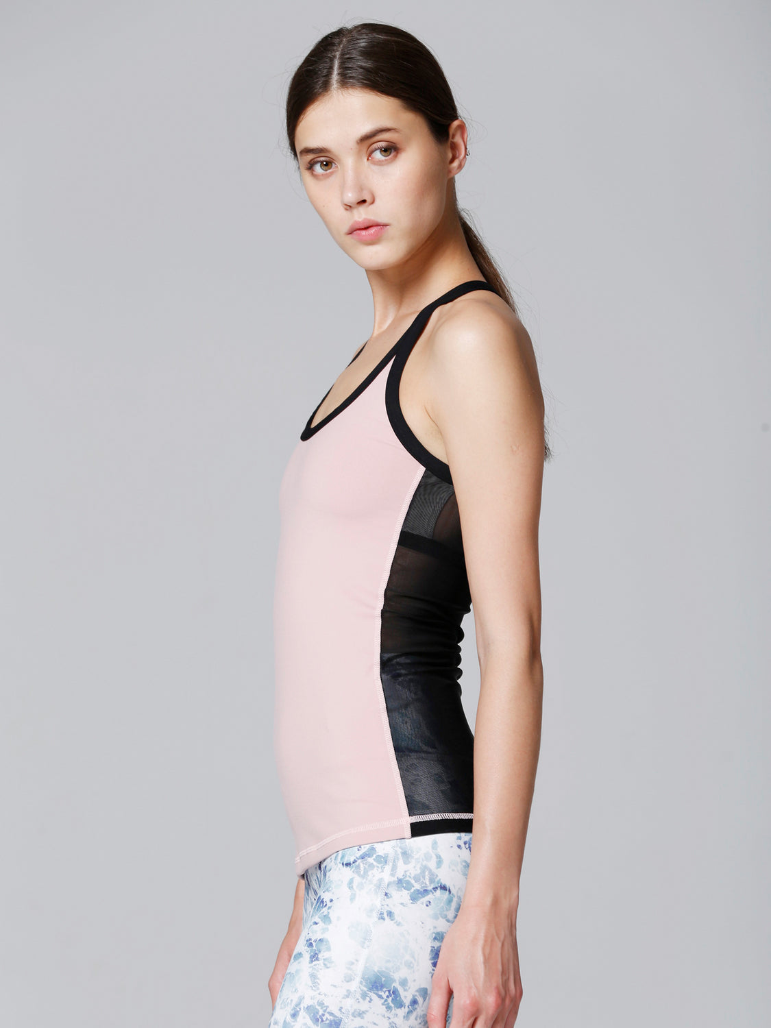 REFLECTION TANK, BLUSH/BLACK MESH