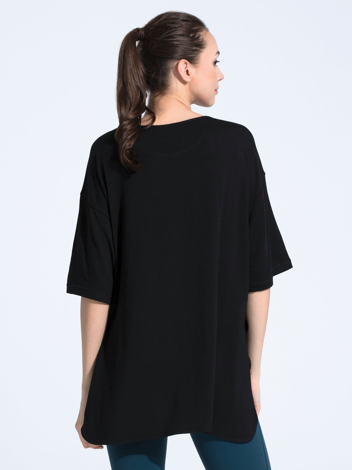 HI LO OVERSIZE TEE, BLACK