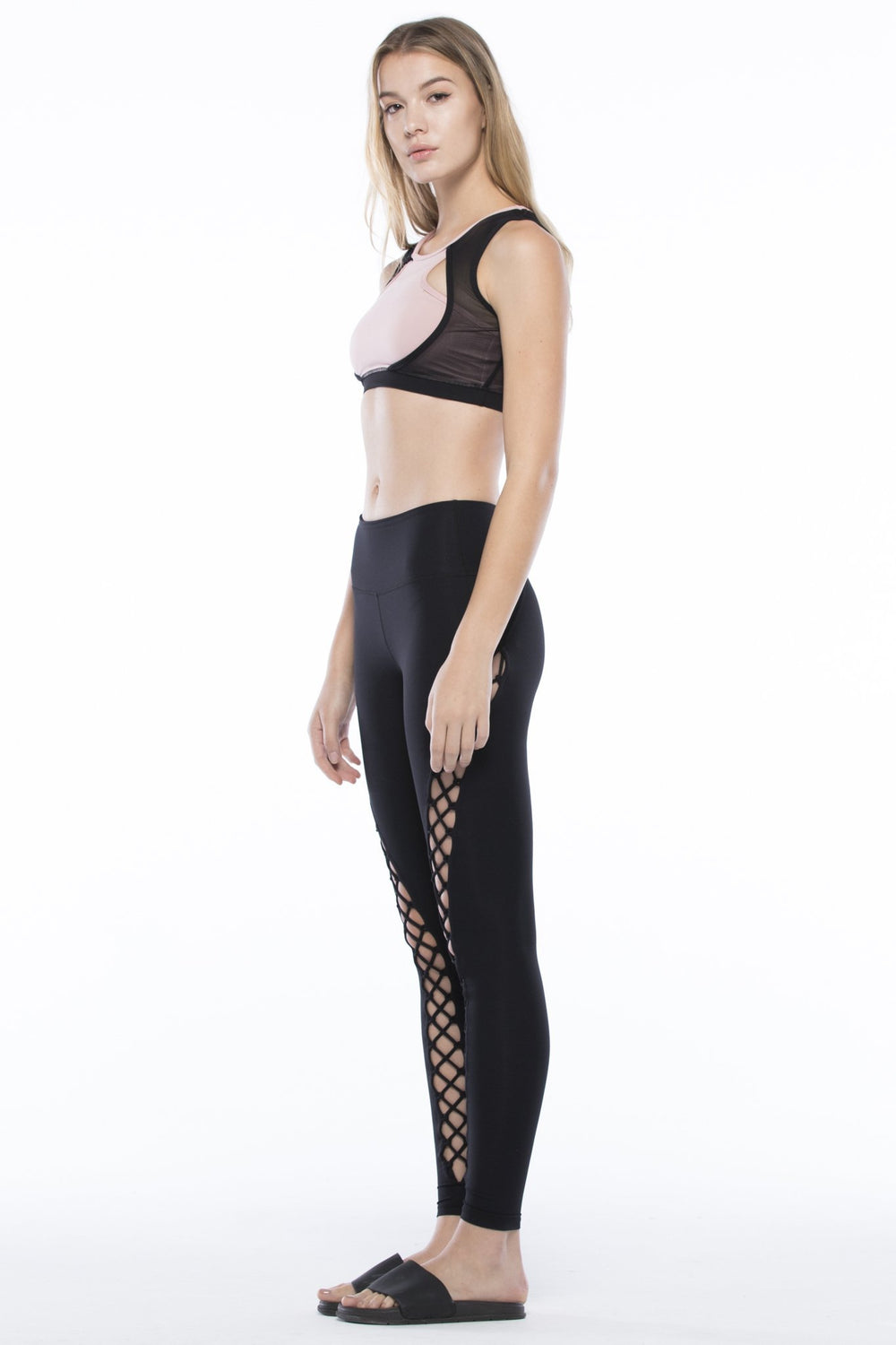 STRATUM BRA, BLUSH/BLACK MESH