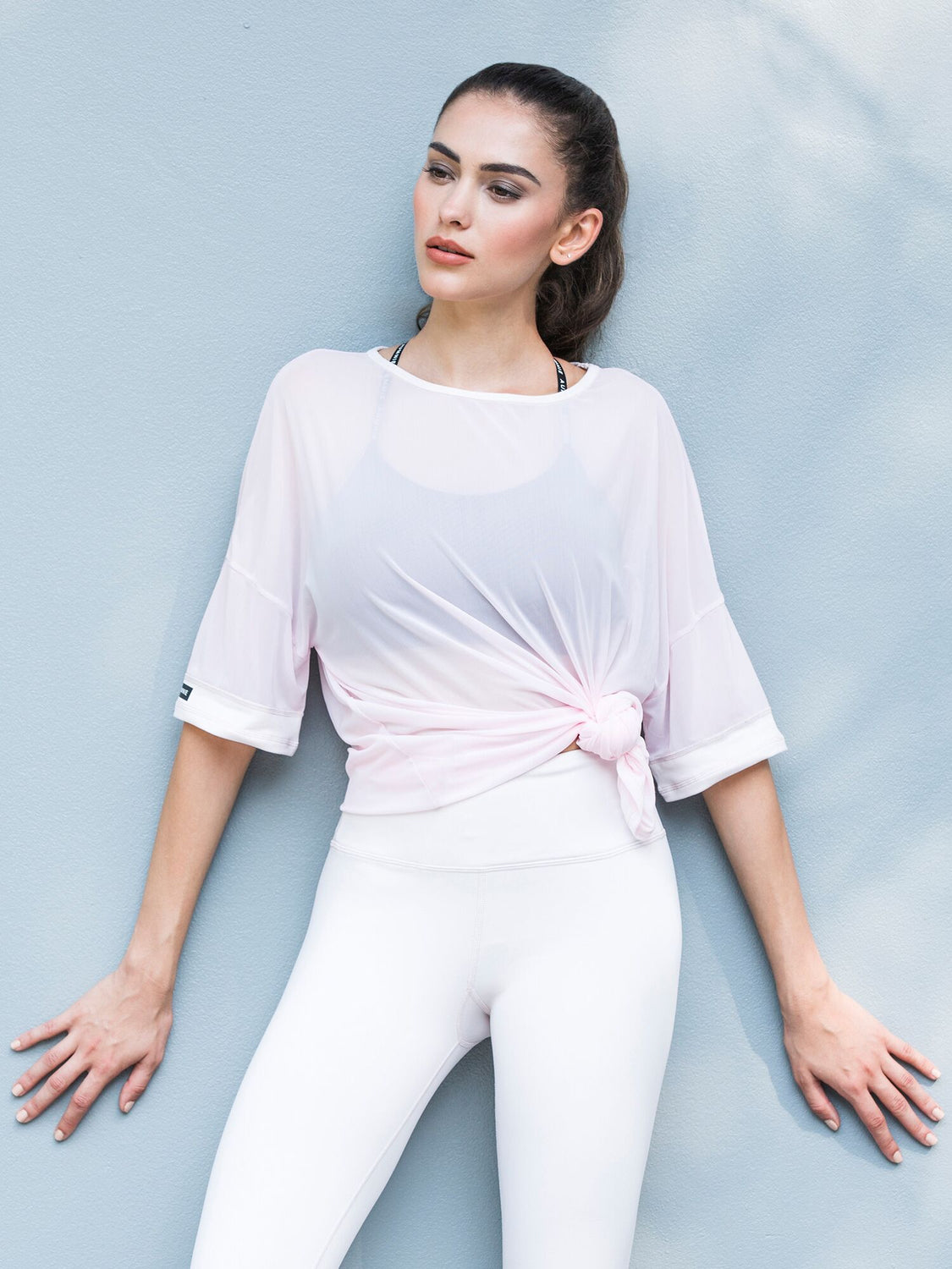 OVERSIZED MESH TEE, SEASHELL