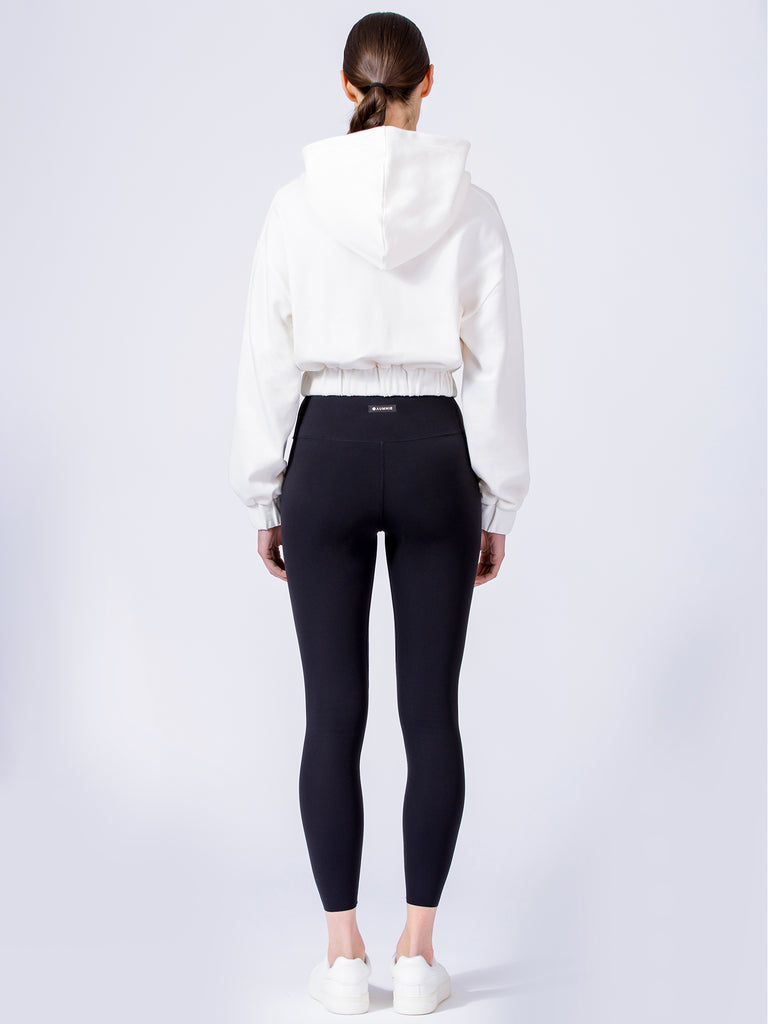 ZIP UP CROPPED HOODIE, WHITE
