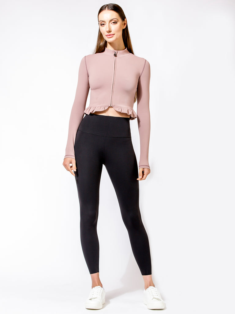 CROPPED RUFFLES JACKET, ASH MAUVE