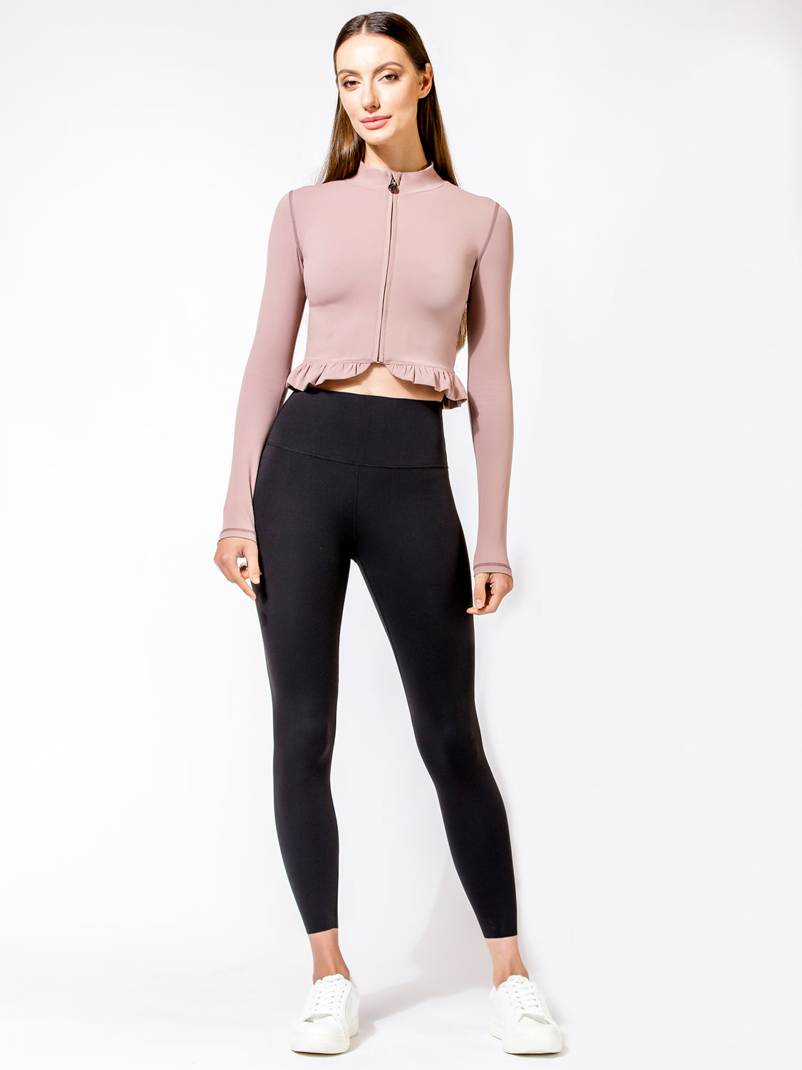 CROPPED RUFFLES JACKET, ASH MAUVE