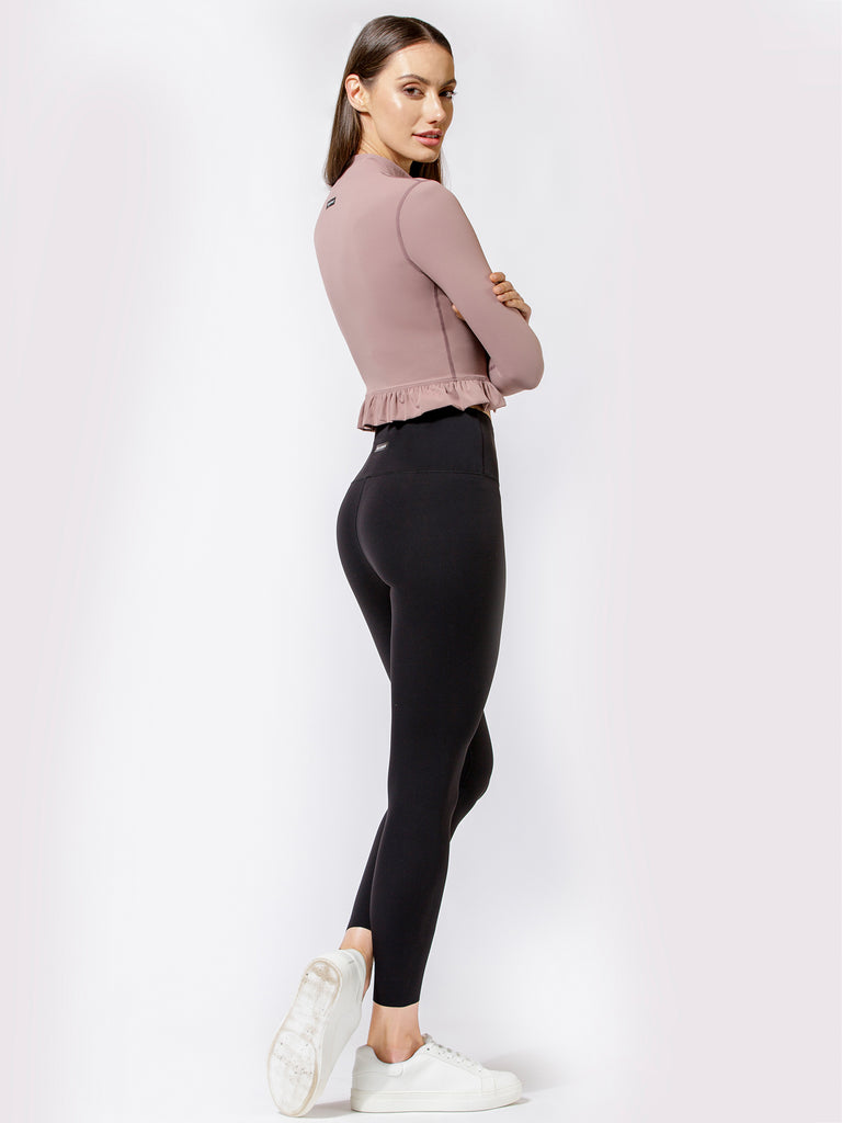CROPPED RUFFLES JACKET, ASH MAUVE