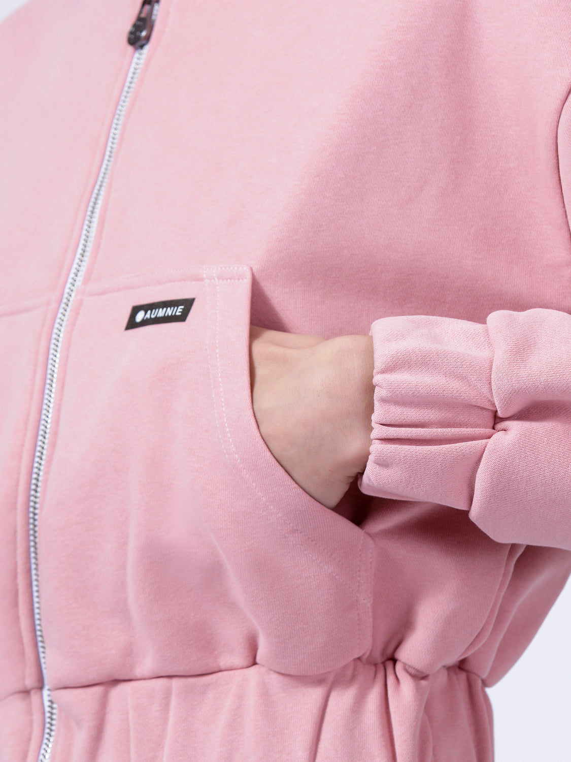 ZIP UP CROPPED HOODIE, PINK